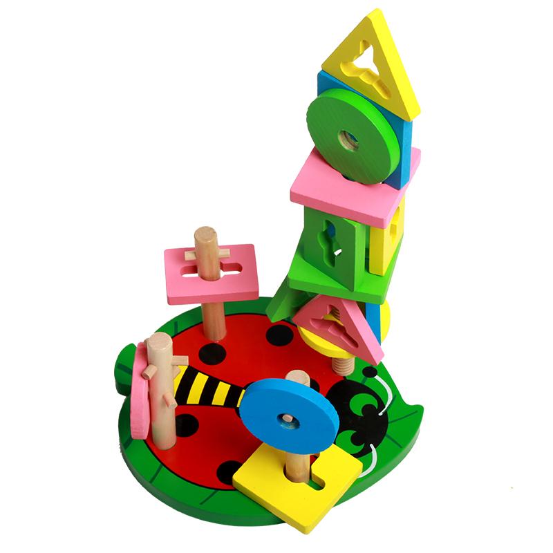 Wooden Sorting Stacking Puzzle Brain-boosting Animal Shapes for Kids' Hand-eye Coordination Educational Toy for Boys Girls