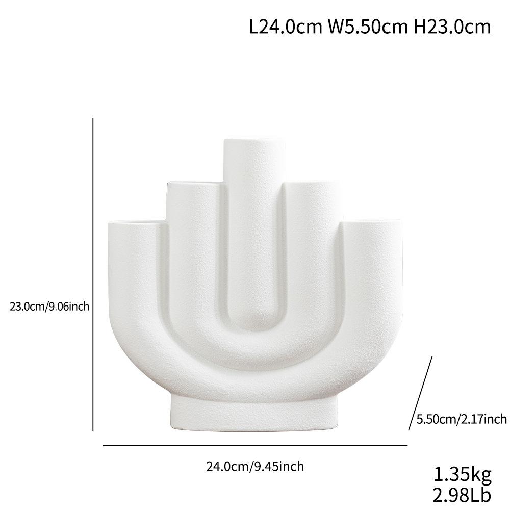 Small Fresh And Multi-Mouth Creative Flower Arrangement, Simple Ceramic Vase, High-End Home Desktop Simple Decoration Ornament