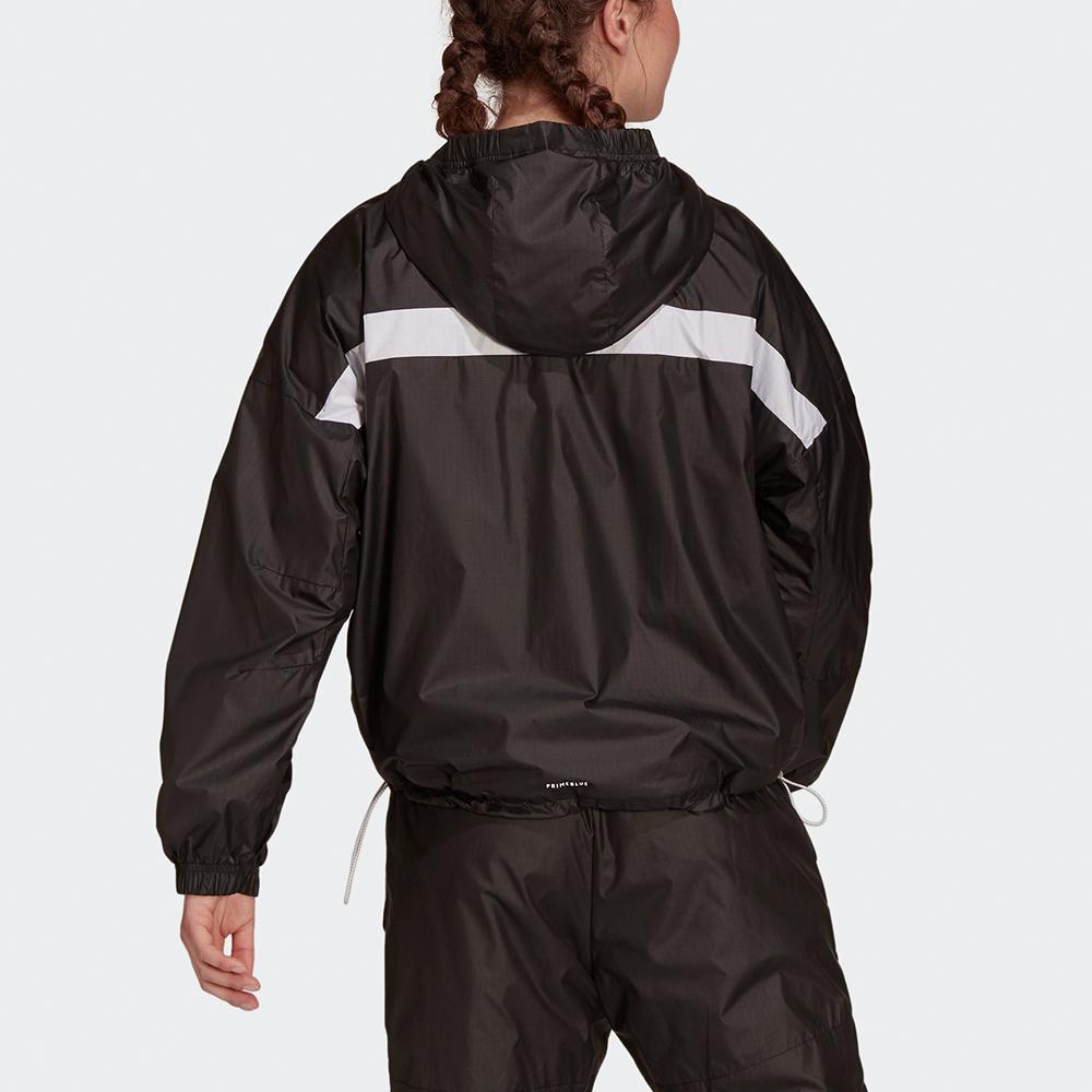 Adidas Windbreaker Jacket With Three Stripes Women Outerwear Black GT3723