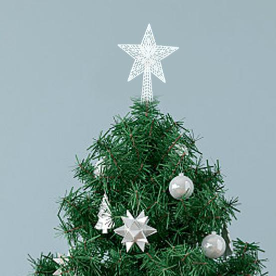 Xmas Tree Topper Plastic Hollowed-Out Sparkling Star Festival Party DIY Decoration Accessories Top Pentagram Christmas Decoration Holiday Supplies