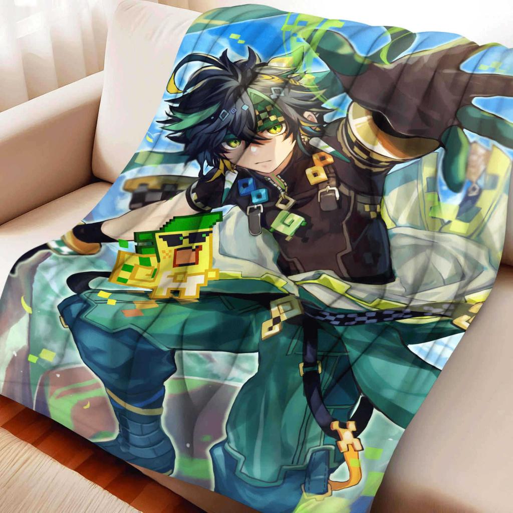 Game Genshin Impact Kinich Flannel Blanket Warmth Soft Air Conditioning Otaku Blanket Multifunctional Decorative Blankets