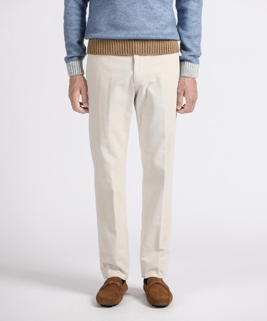 PANICALE Ivory Brushed Cotton Slim Fit Pants