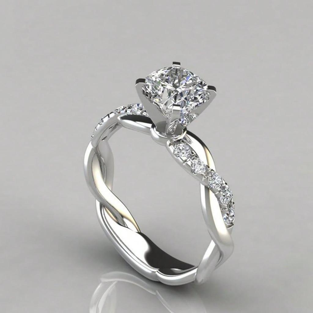 Princess Square Ring with Twisted Cross Settings, Women's Fashion