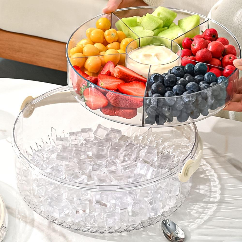 Foldable Handle Fruit Storage Container Divided Living Room Serving Tray  Summer