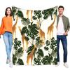 Giraffe Tropisches Blatt Decke Weich Warm Fleece Überwurf für Bett Sofa Couch Dschungel Safari Tierdruck Heimdekoration Geschenk