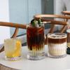 Striped Wine Glass Transparent Whiskey Cocktail Glasses European Style Iced Latte Coffee Cups Classical Mug Party Bar Glassware