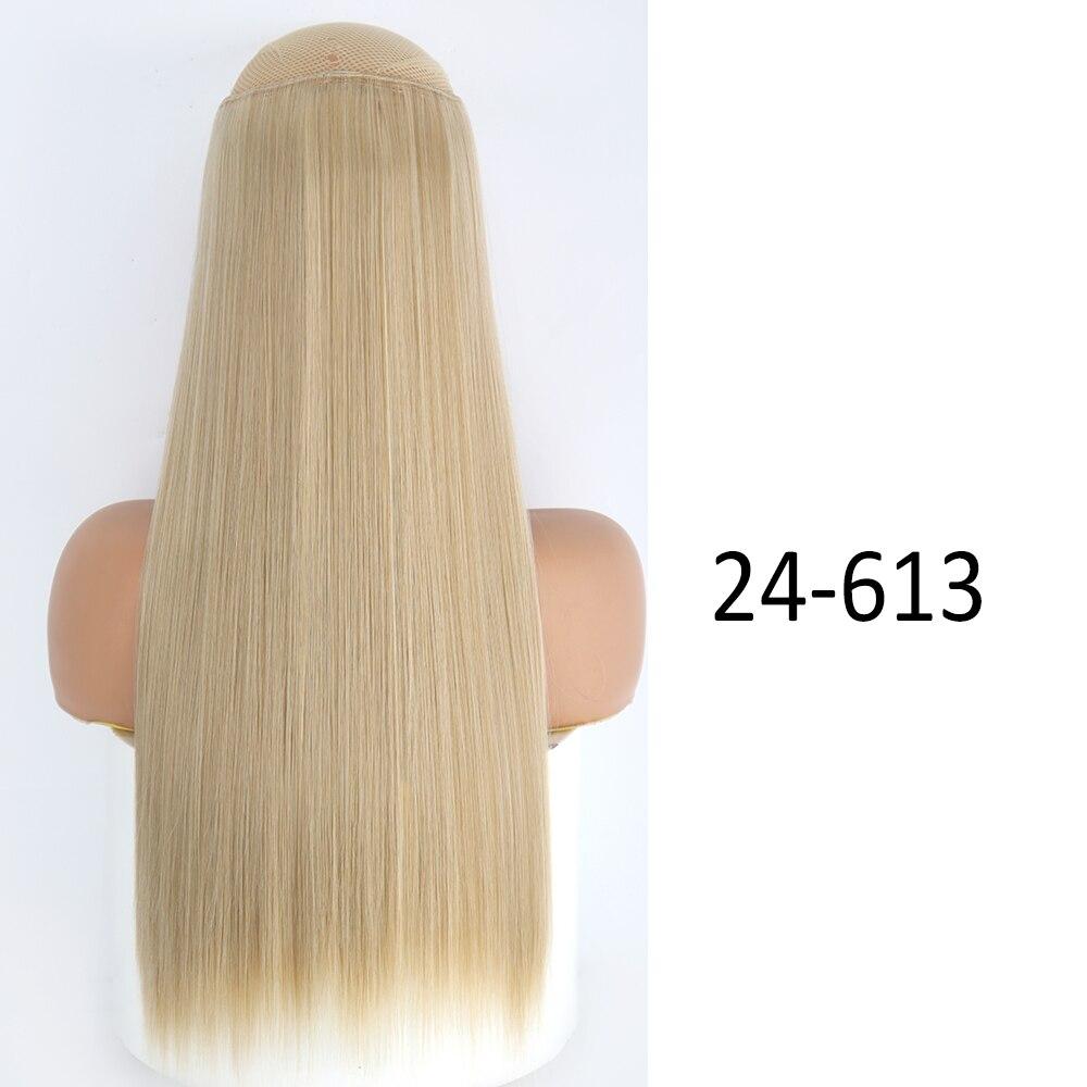 MISSQUEEN Women Long Straight Wavy Invisible Hair Extensions Without Clips Synthetic Fiber Long Daily Wear Invisible Hairpiece