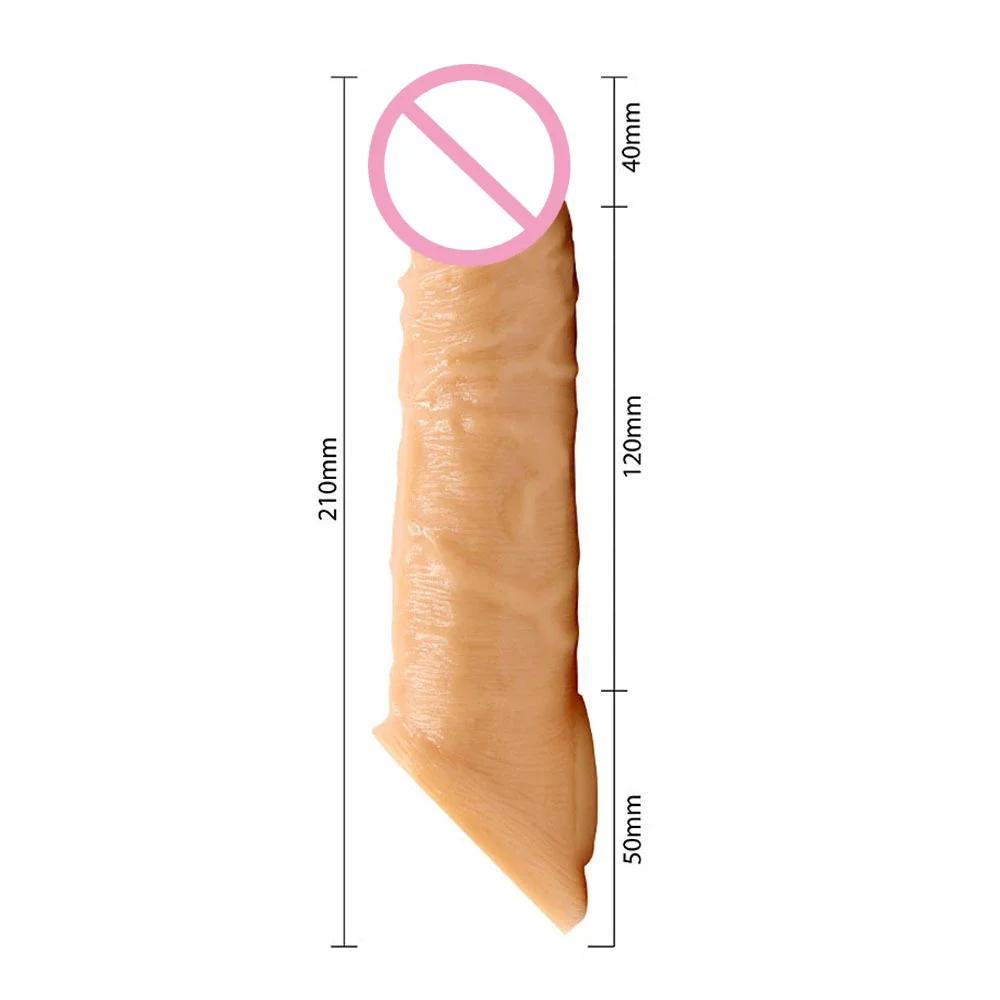 Penis Enlargement Sleeve 20cm Penis Extender Thicken Condom Sex Toys for Men Penis Extension Cock Cage Lock Sperm Adult Toys
