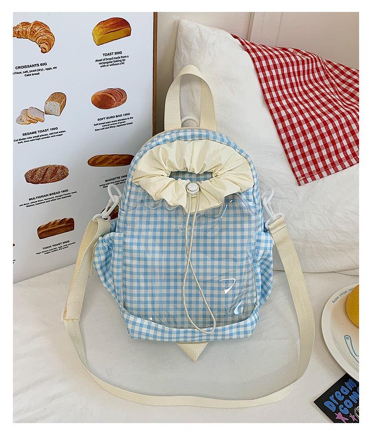 Japanese & Korean Jelly Versatile Plaid Double Shoulder Bag - Large Capacity for Students & Outdoor Use