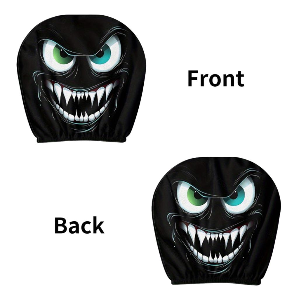 Funny Evil Eyes Design Car Headrest Covers Breathable Polyester Seat Headrest Protectors for Daily Commute & Road