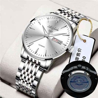 Montre à quartz étanche pour homme Aili Feida avec dos creux et fonction calendrier.