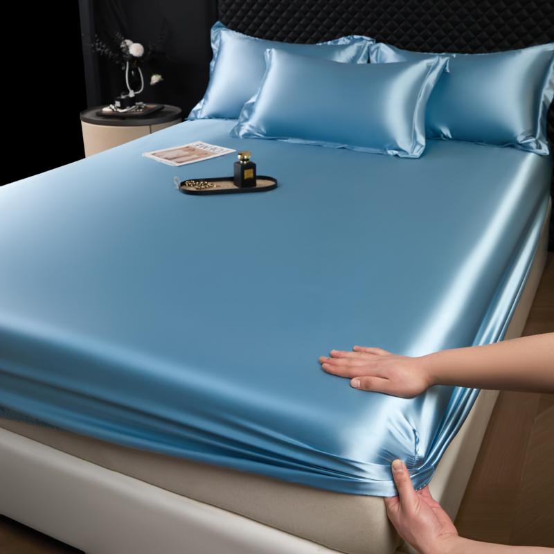 Einfarbiges Mode-Satin-Spannbettlaken Rayon-Matratzenbezug mit Gummizug Bettlaken für Bettwäsche 140x200 160x200