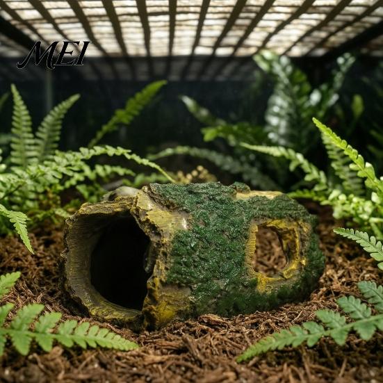 Shrimp Hiding Cave Rotten Tree Reptile Hideout, Hole Aquarium Fish for Hide Cave, Gecko Shelter Tank Terrarium Decoration
