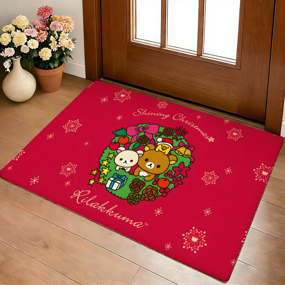 R-Rilakkuma Anime Floor Mat Cozy Flannel Soft Thick Non-Slip Mat For Living Room Bedroom Kitchen Decor Rugs