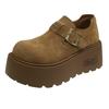 Cowhide Version~ Thick-soled 8CM Women's Spring New Fashionable Versatile Height-increasing Small Casual Shoes