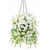 2Pieces Artificial Morning Glory and Eucalyptus Hanging Ornament UV Resistant for Home Garden Wedding Decoration