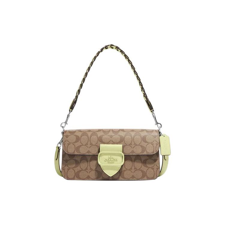 New COACH Morgan Leather Envelope Bag Zhi Sheng Bag Handbag Shoulder Bag Women's Brown & Green CJ616-SVUFH