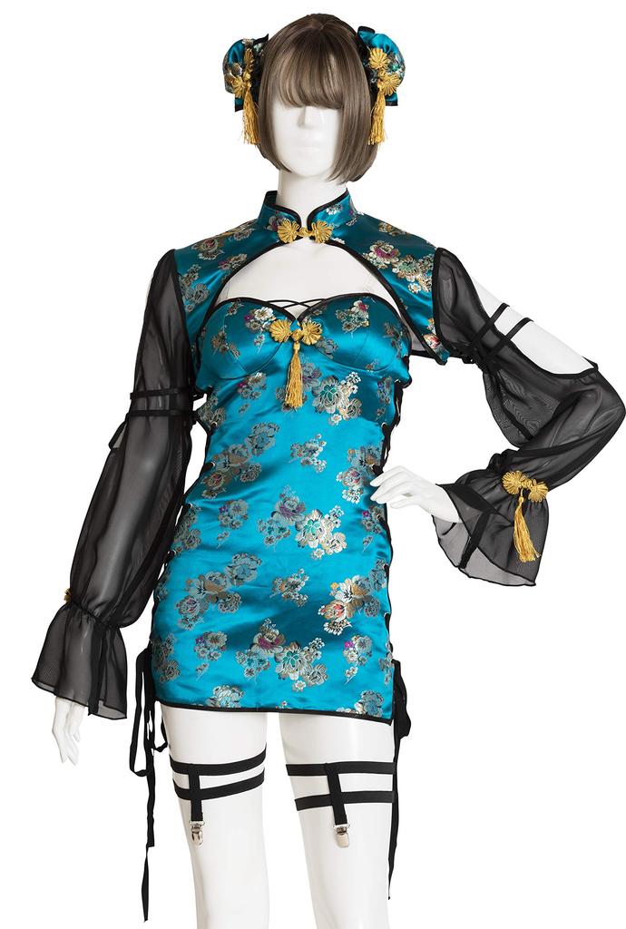 Clearstone SugarWhip Cosplay Halloween Restraint Cheongsam, Peacock, Women's, Blue