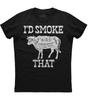 I'd Smoke That Cow BBQ Theme Printed Mens Short Sleeve Cotton New Black T-shirt