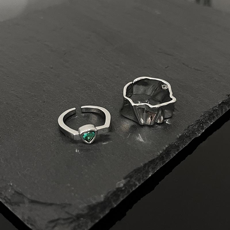 Zircon High-End Irregular Texture Ring Design Niche Cold Wind Index Finger Ring Fashion Personalized Accessories