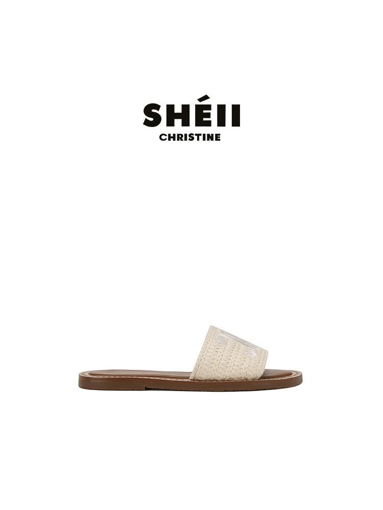 2025 New Spring and Summer Flat Bottom with Embroidered Roman Style Outside Wearing Seaside Vacation Cool Slippers Women