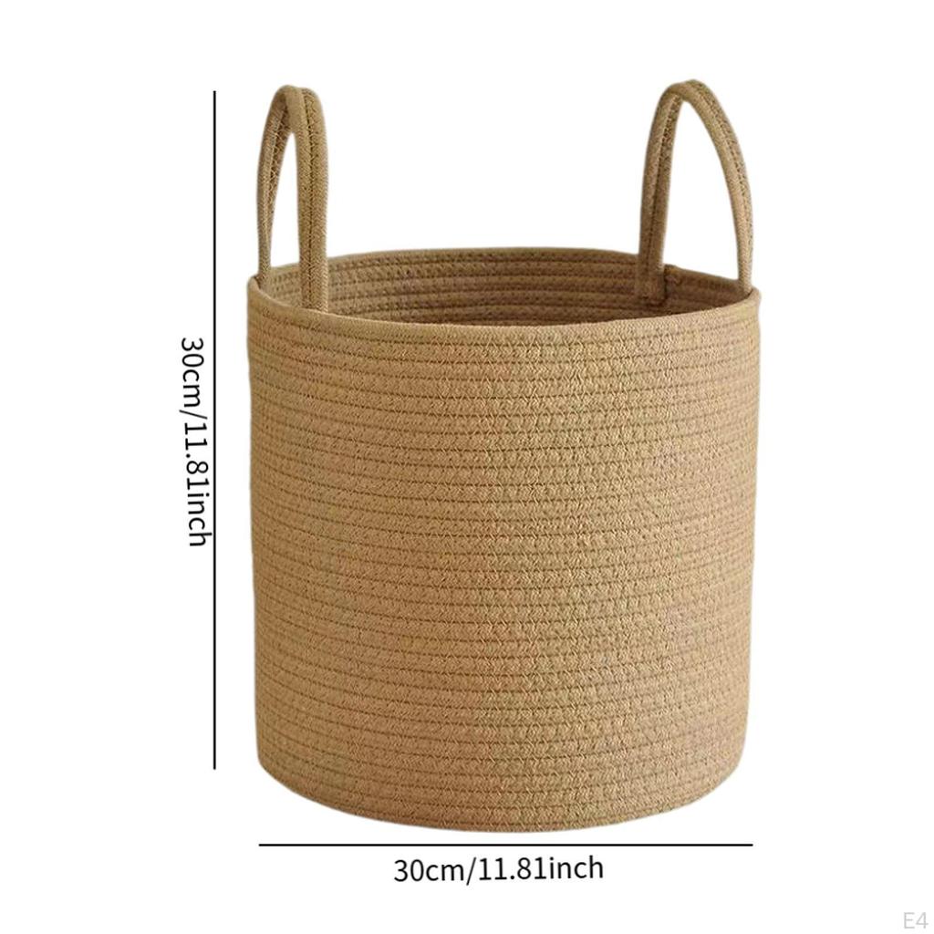 Large Round Utility Basket with Handles, Ideal for Laundry In Living