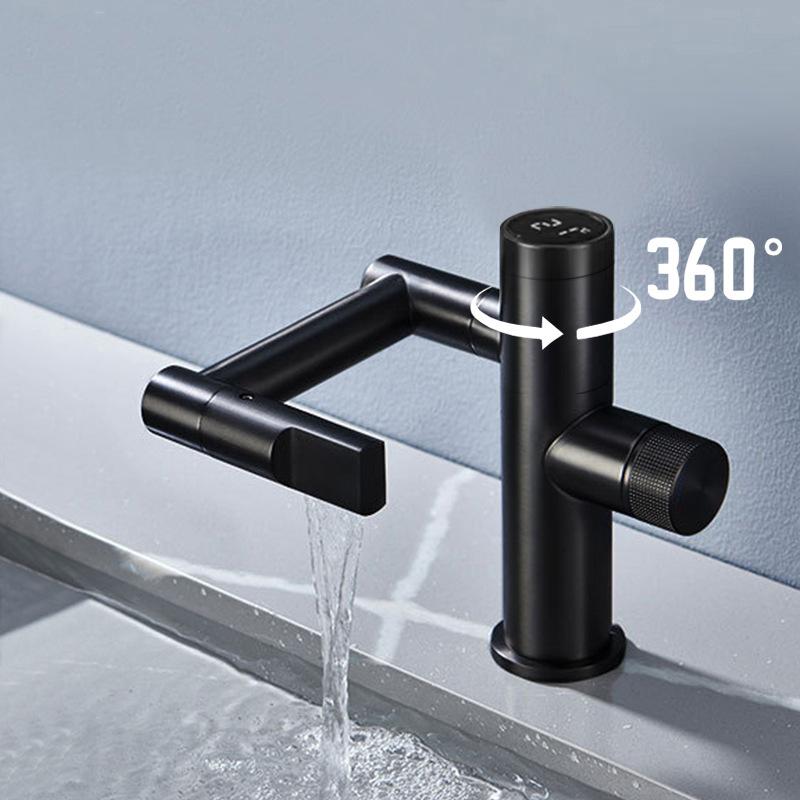 Modern Intelligent Digital Display Waterfall Taps Sink Faucet 1080 Degree Basin Faucets Bathroom Faucet Hot and Cold Water Mixer