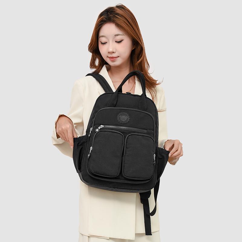 Fashion Woman Backpack Waterproof Nylon Soft Handle Solid Multi-pocket Travel Zipper Feminina School Bags Laptop Backpack