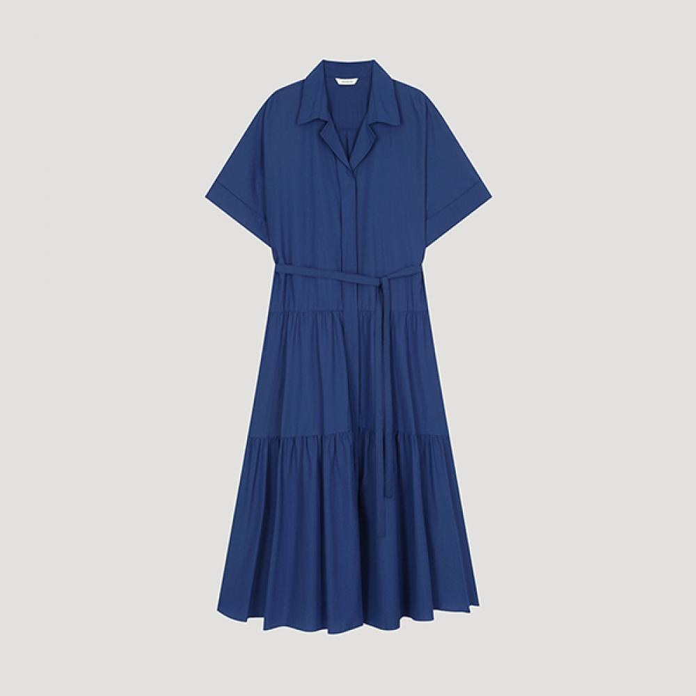 

She S miSS Tiered Shirring Open Collar dreSS Swwopo22050 Bl Blue/55