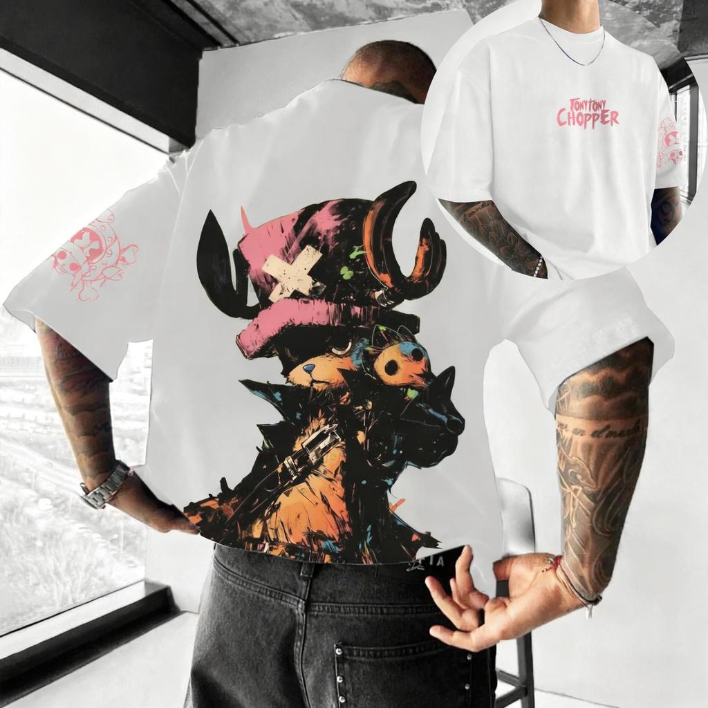 Bandai One Piece Luffy Zoro Stampa Cotone Manica Corta Estate 2026 Traspirante Uomo Donna Vestibilità Larga Sportiva Moda Maglietta