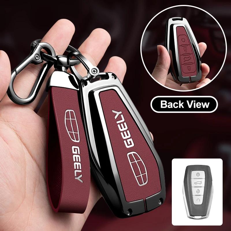 Leather Car Remote Key Case Cover for Geely for Geely Coolray X6 X7 EX7 Emgrand Global Hawk GX7 Kulrey GT GC9 Atlas Boyue NL3