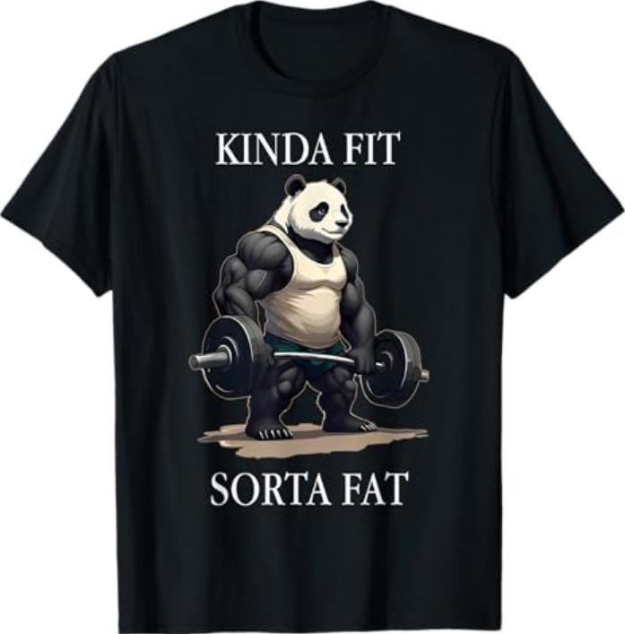 Trochu padne Sorta tlustý Panda do posilovny Vzpírání Trénink Fitness Tričko