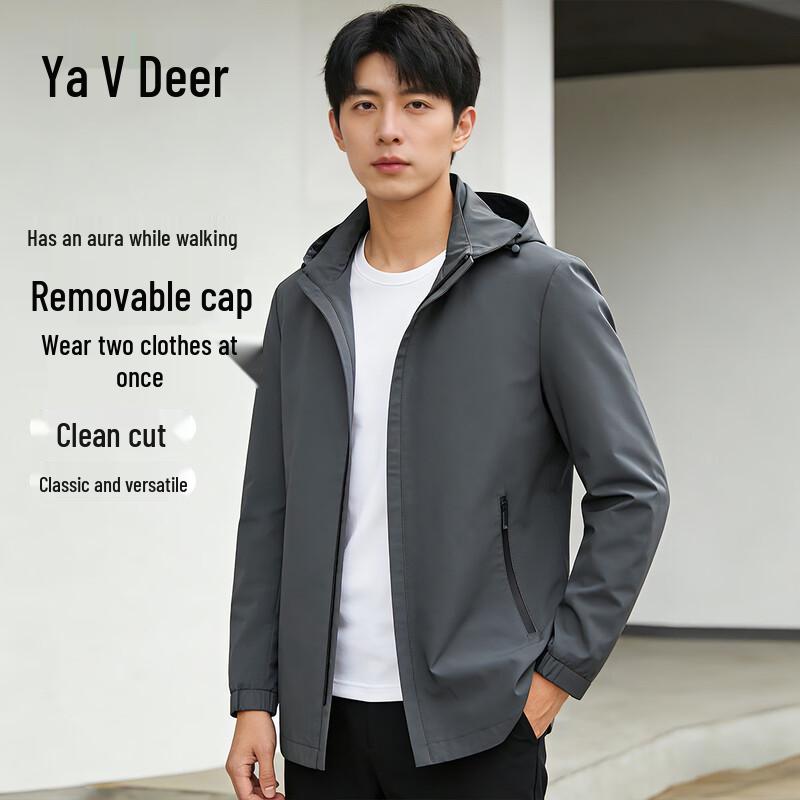 Yalu Men s Detachable Hooded Casual Jacket 2XL (185cm)