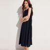 ELLE French Style Logo Design Mid-Length Slimming Little Black Dress Sleeveless Dress Women Dresses Dark-Blue EL48776