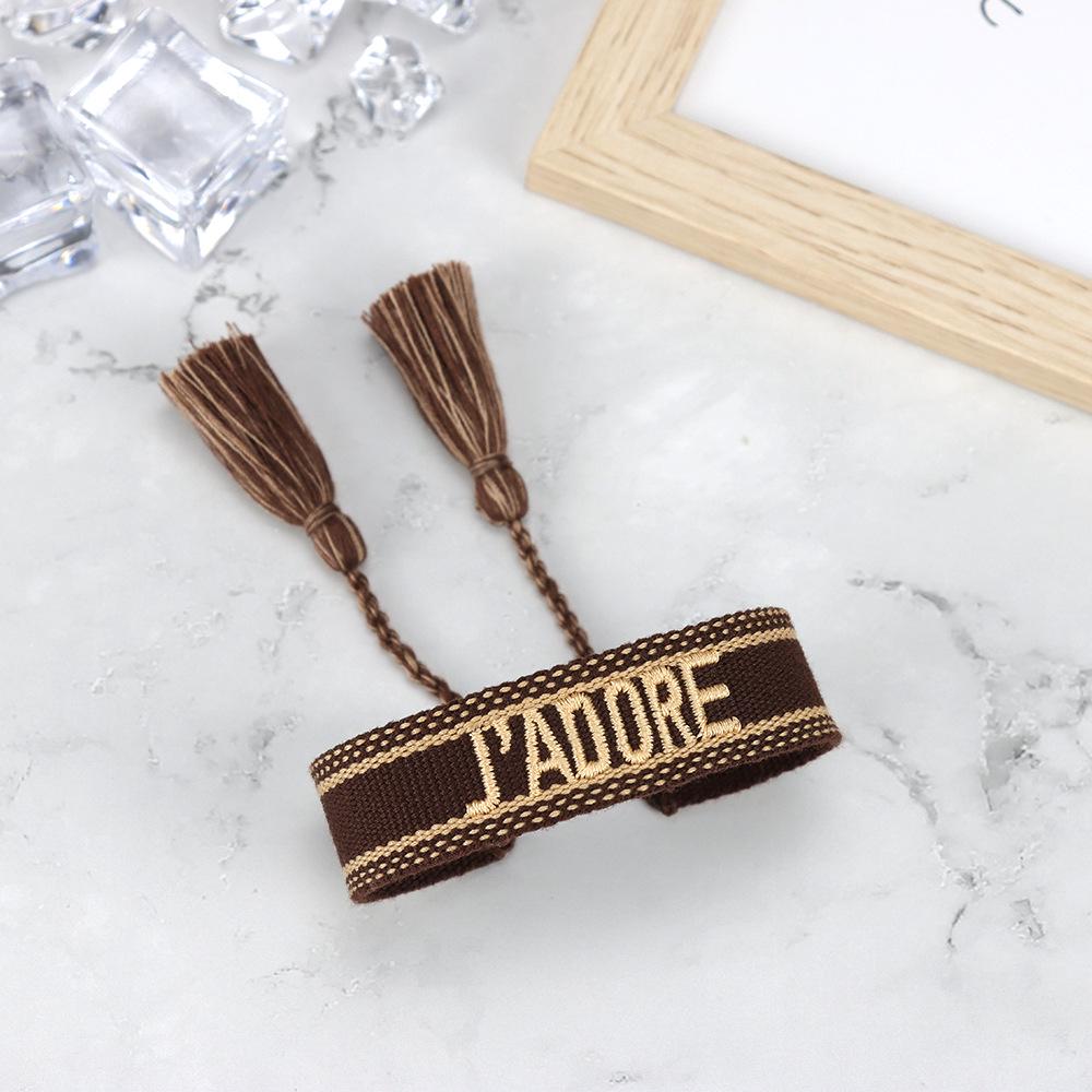 

Я люблю браслет: Вышитый браслет с кисточкой и буквой T для женщин и пар