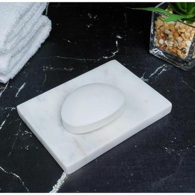 Crocon Luxuriöse Seifenschale aus weißem Marmor – Elegante 5x3 Zoll quadratische Seifenablage für Küche & Bad, Dekorative Seifenablage
