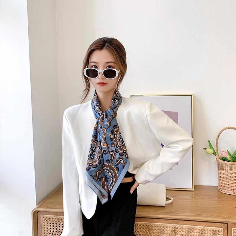 90CM Four Seasons Square Large Square Scarf Luxury Decorative Shirt Professional Headscarf Hairband Sunscreen Headscarf