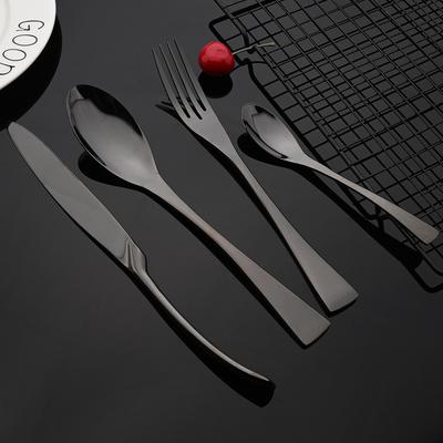 16Pcs Stainless Steel Dinnerware Set Black Cutlery Set Silverware Kitchen Tableware Dinner Knife Fork Spoon Dinner Set Heavy Duty Flatware