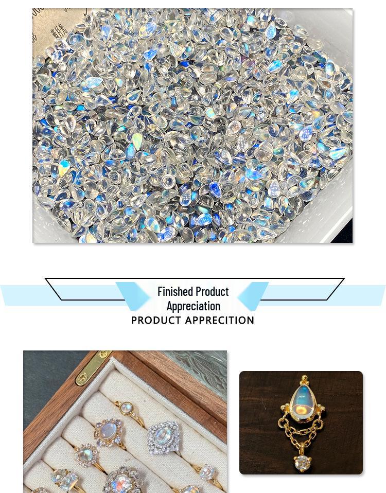 Natural Faceted Pear-Shaped Blue Moonstone for Pendant or Ring