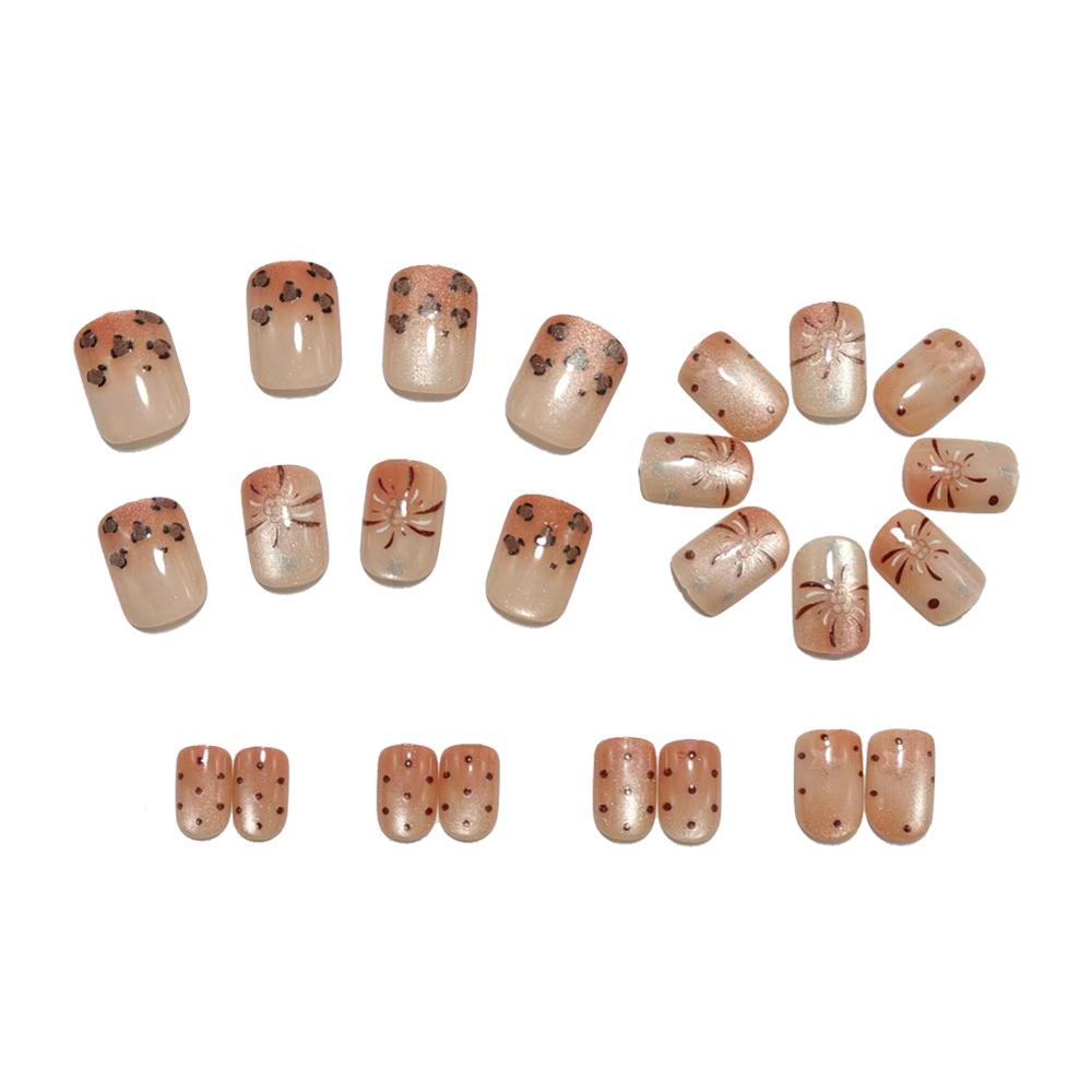 Short Leopard Print Fireworks Cat Eye Wear Nail Patch For Whitening Hot Style Nail Art Patch