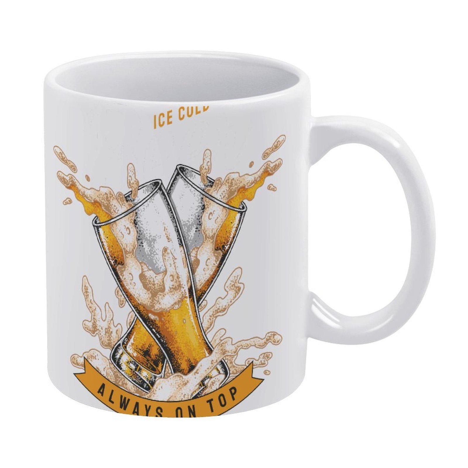 

1 шт. керамическая кружка 11 унций с двусторонним принтом для любителей пива, повседневная домашняя чашка белый