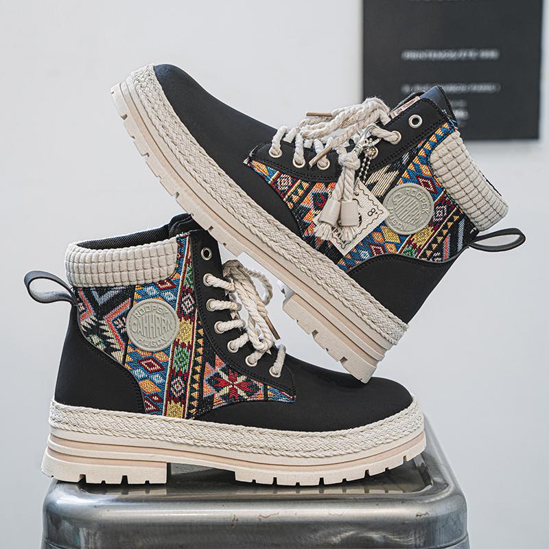 Men Hiking Boots New Casual Canvas Shoes Army Combat Men's Sneakers Fashion High-top Military Ankle Boots Comfort Men Sneakers