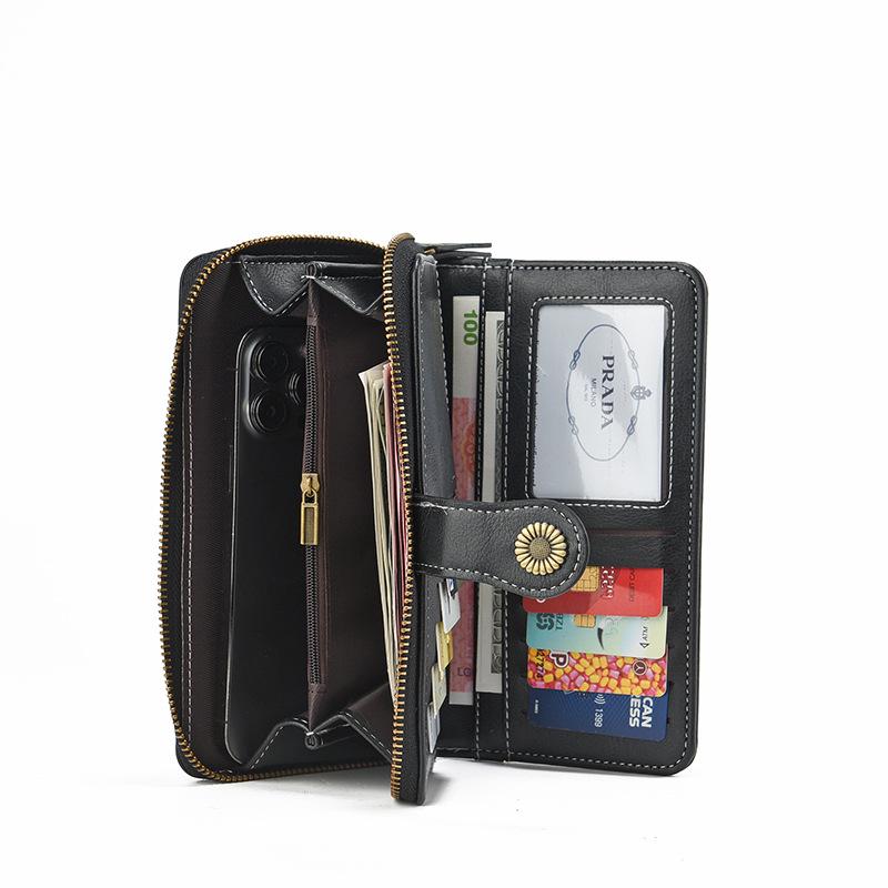 Trendige hohle lange Reißverschluss-Damenbrieftasche & Clutch mit großem Fassungsvermögen