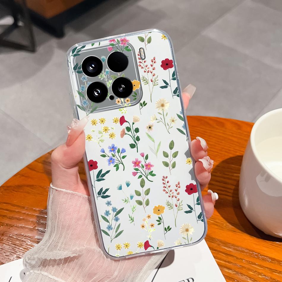 Leisure Flower Case For Xiaomi 15 Pro Clear Phone Bags Colourful Soft Back Cover For Xiaomi15 15Pro Silicone Anti Drop Housing