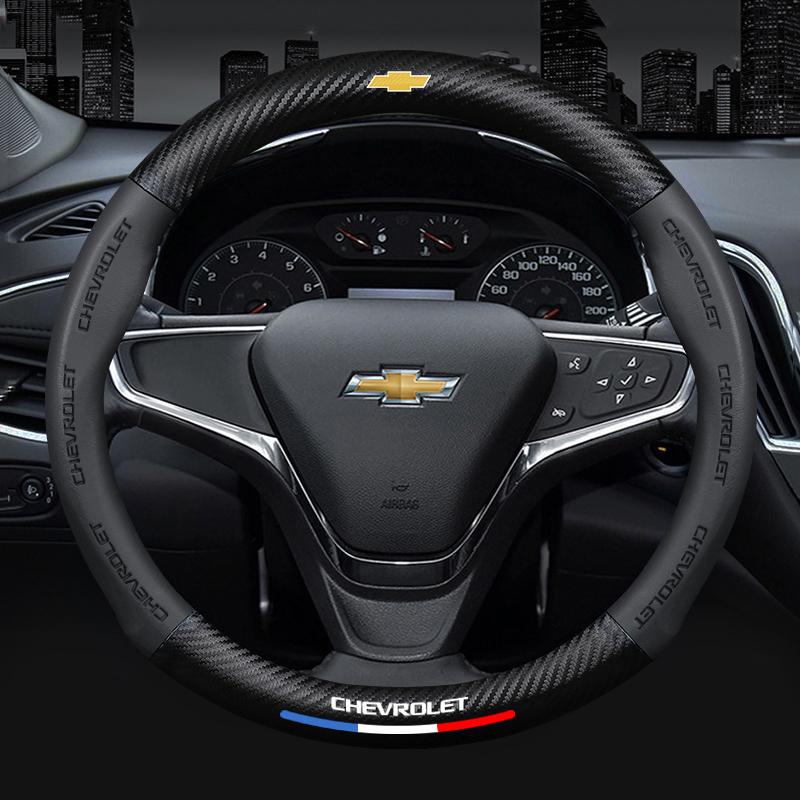 For Chevrolet Camaro Colorado Volt Z71 Sail Corsa Aveo Matiz Onix Carbon Fiber Leather Car Steering Wheel Cover Auto Accessorie