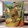 2026 Neue Flanelldecke 1 Stück Bequem Modern Vintage Katzenbaum-Design Decke Weicher Flanell-Überwurf mit bunten Zeichentrickkatzen, Vögeln & Blumen, G