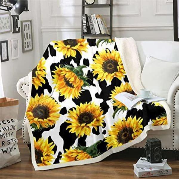 Sunflower Pattern Flannel Blanket Sofa Sheet Bedspread Blanket