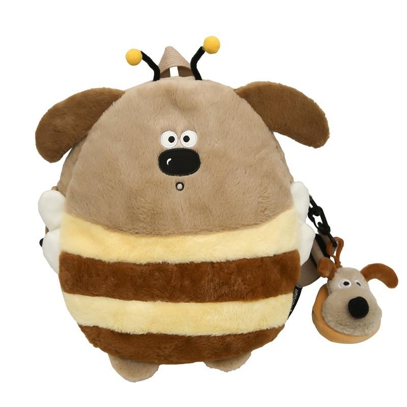 Dog Playful Plush Backpack In Khaki And White Suitable For All Ages For School Activities