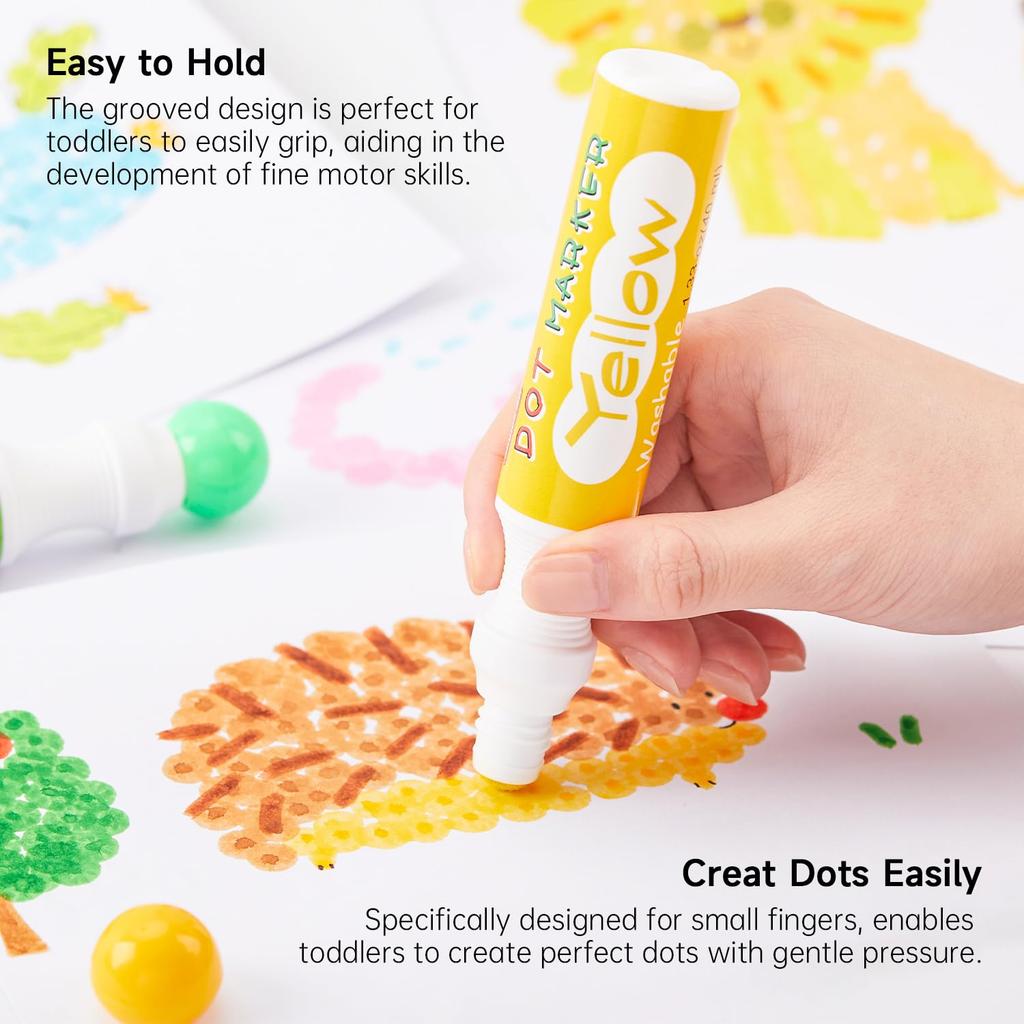 Shuttle Art Dot Marker Set of 10 For Kids Pens, Colors, 40ml, Water-Based, Washable,
