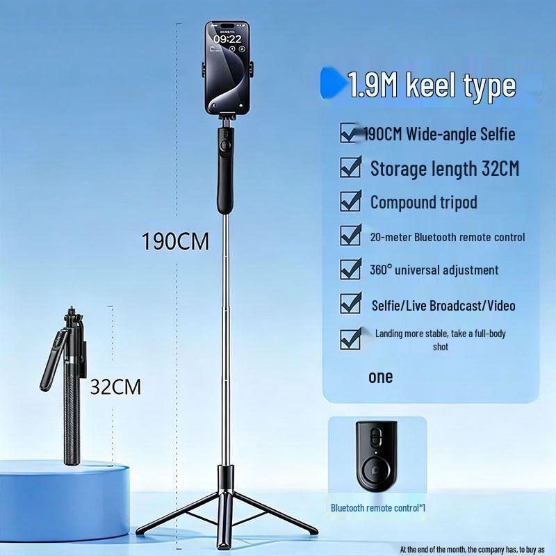 X6SE Portable Selfie Stick Tripod with Bluetooth for Travel and Live Broadcast